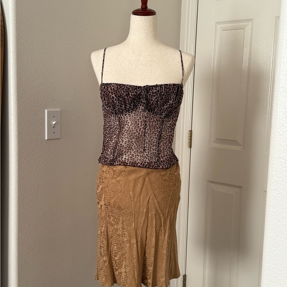 Tops - Leopard Print Sheer Bustier Cami - Brown/Black Sell As A Set
